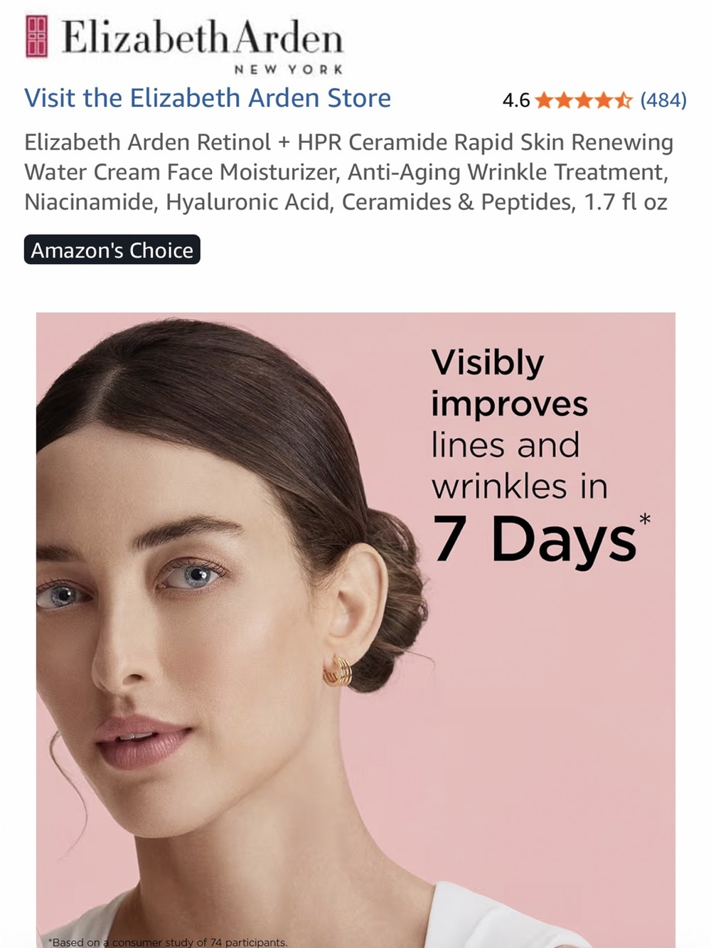 ELIZABETH ARDEN Retinol + HPR Ceramide Rapid Skin Renewing Water Cream - Picture 3 of 9